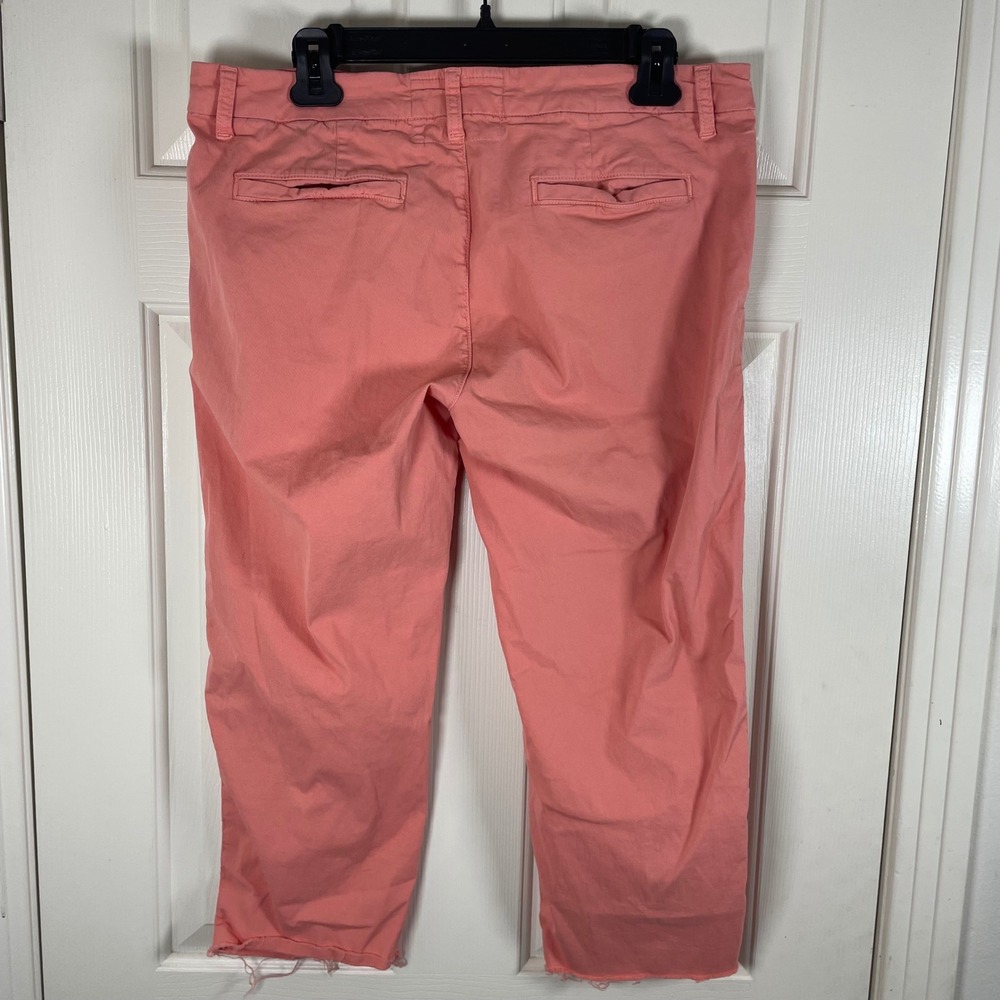 Frank & Eileen Wicklow Cropped Cotton Chino Pants Coral Raw Hem Made in USA 10 - Picture 3 of 6